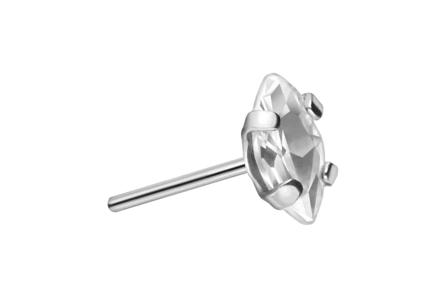 Piercing-Set Titan Aufsatz mit Push Pin EINGEFASSTER KRISTALLTROPFEN