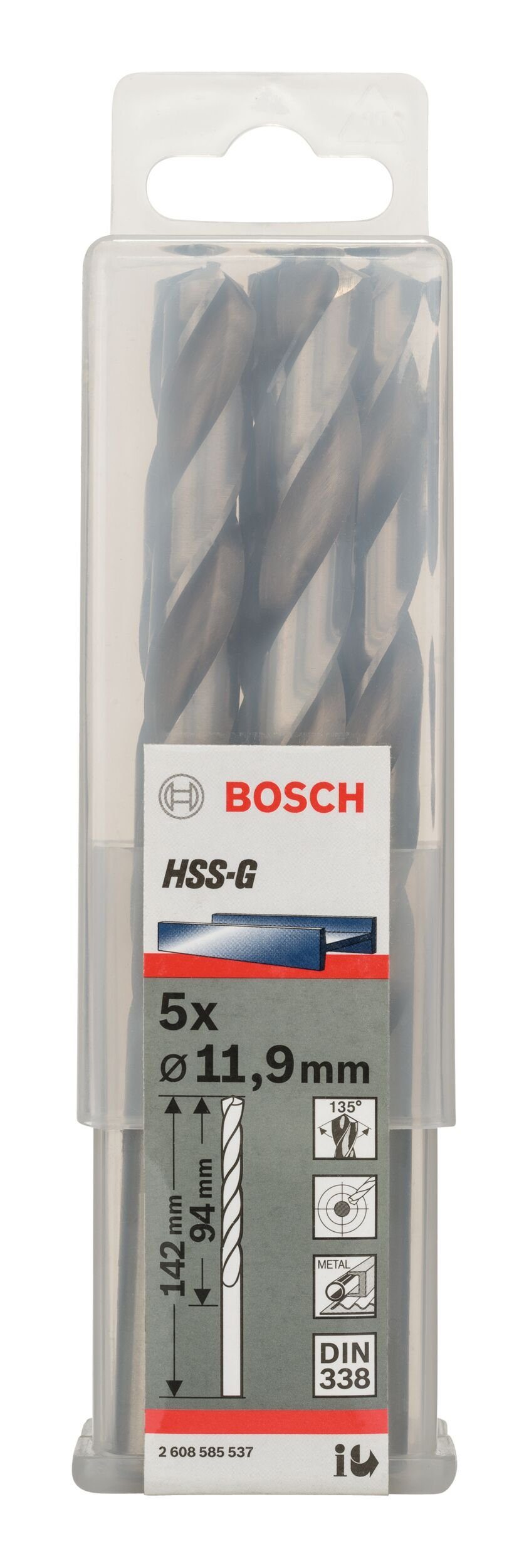 338) 151 - Metallbohrer, (5 mm 101 x - 11,9 (DIN BOSCH 5er-Pack x HSS-G Stück),