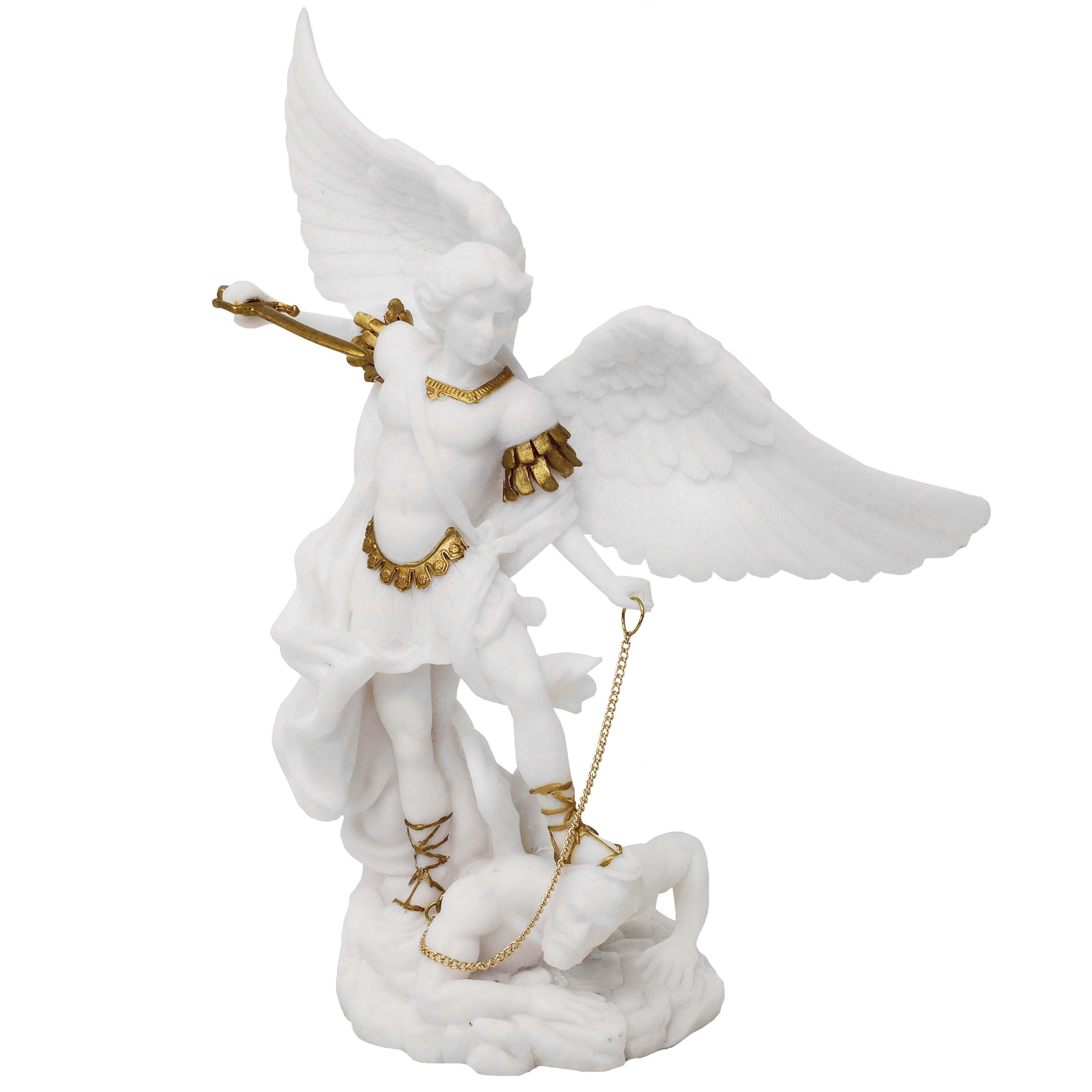 MystiCalls Dekofigur Erzengel Michael weiss/gold - Figur, Engel, Beschützer, Sammelfigur, Dekorationsobjekt, Dekofigur, Geburtstag, Weihnachten