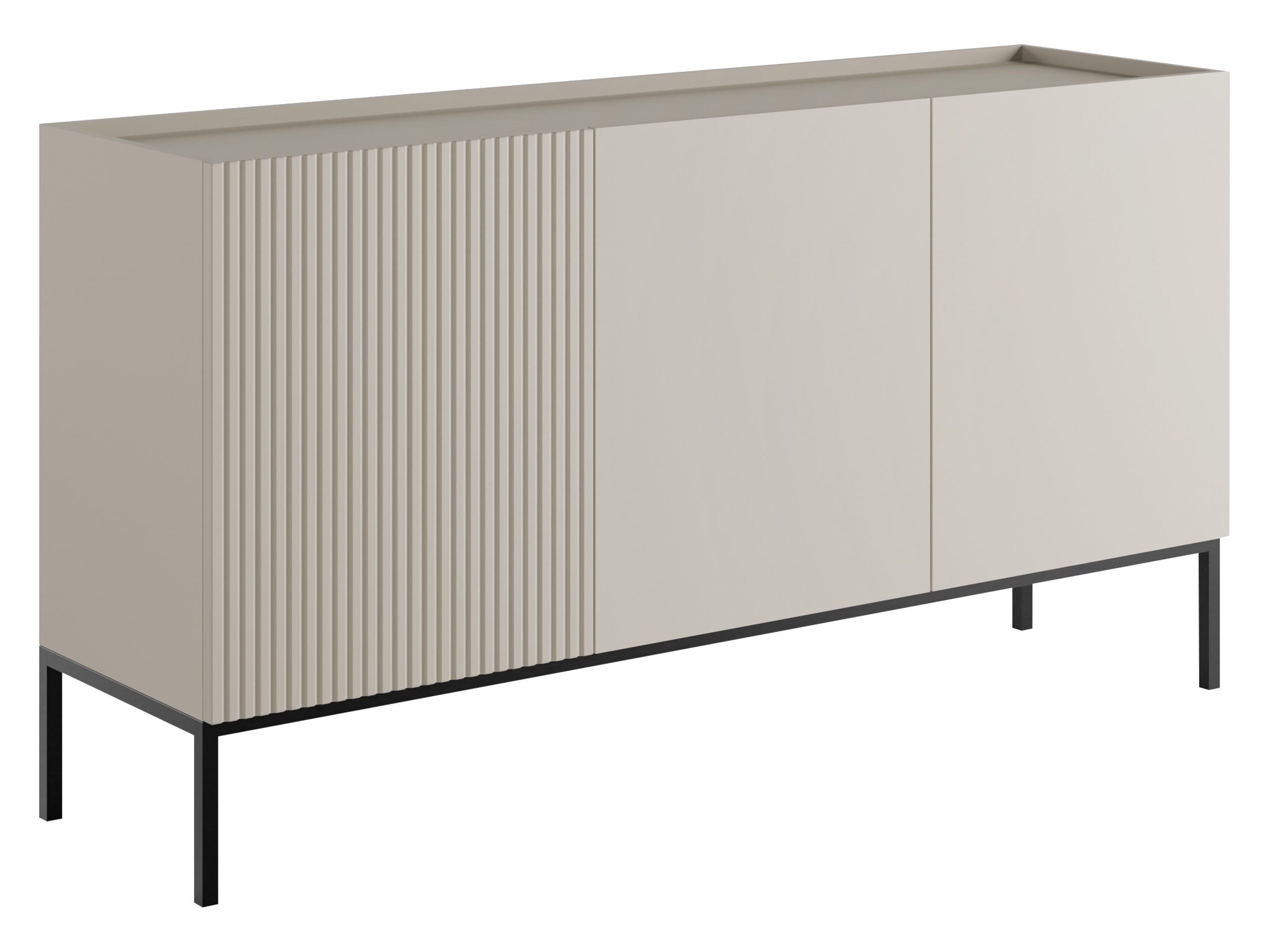MIRJAN24 Kommode Como 150 2D (mit drei Drehtüren), 150x42x80 cm, Untergestell aus Metall