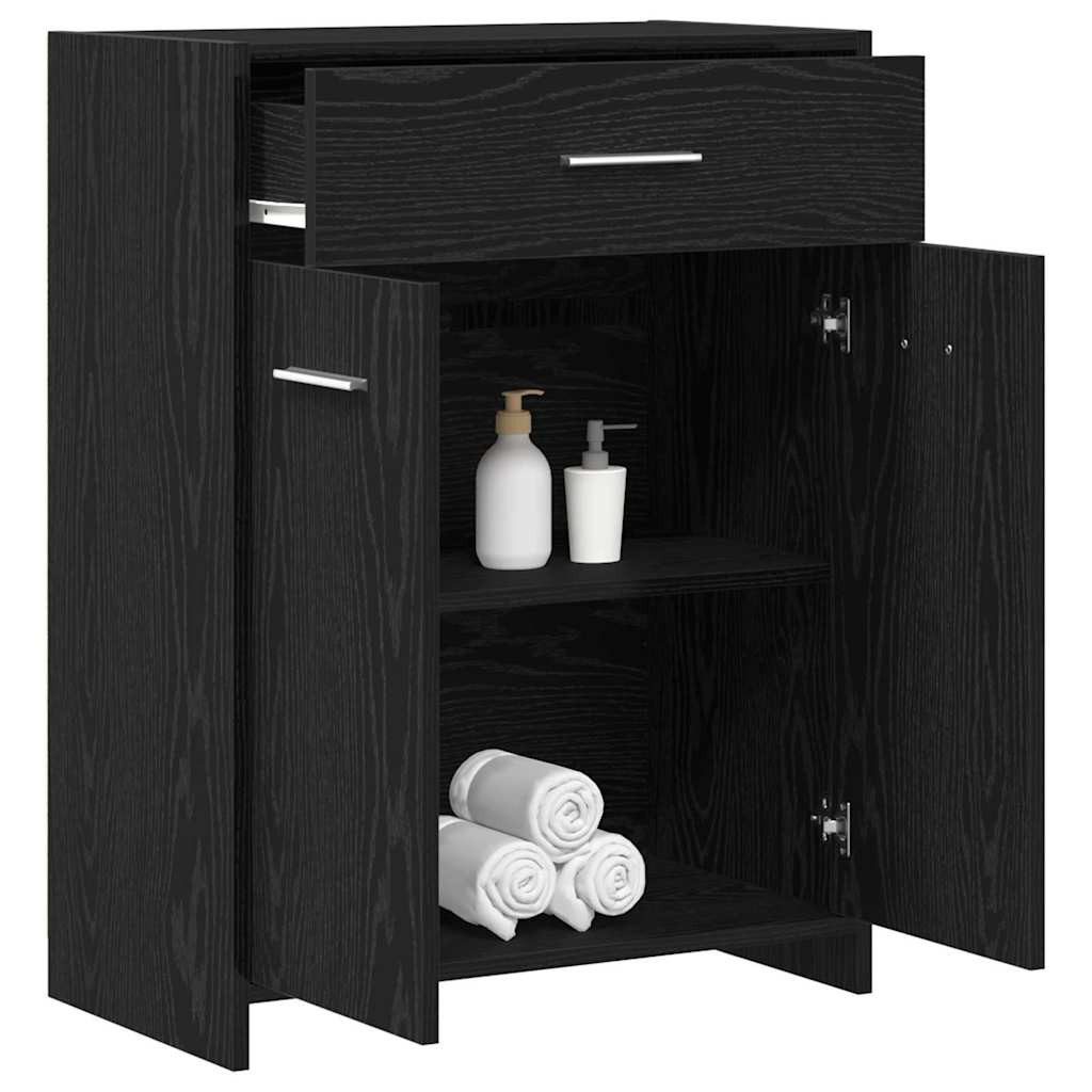 vidaXL Badezimmerspiegelschrank Badezimmerschrank Schwarz Eichen-Optik 60 x 33 x 80 cm (1-St)