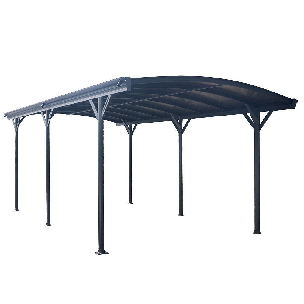 HOME DELUXE Einzelcarport Carport FALO, 240 cm Einfahrtshöhe, (inkl. Regenrinnen & Doppelstegplatten), UV-Schutz, Korrosionsbeständig I Aluminium Überdachung für Autos