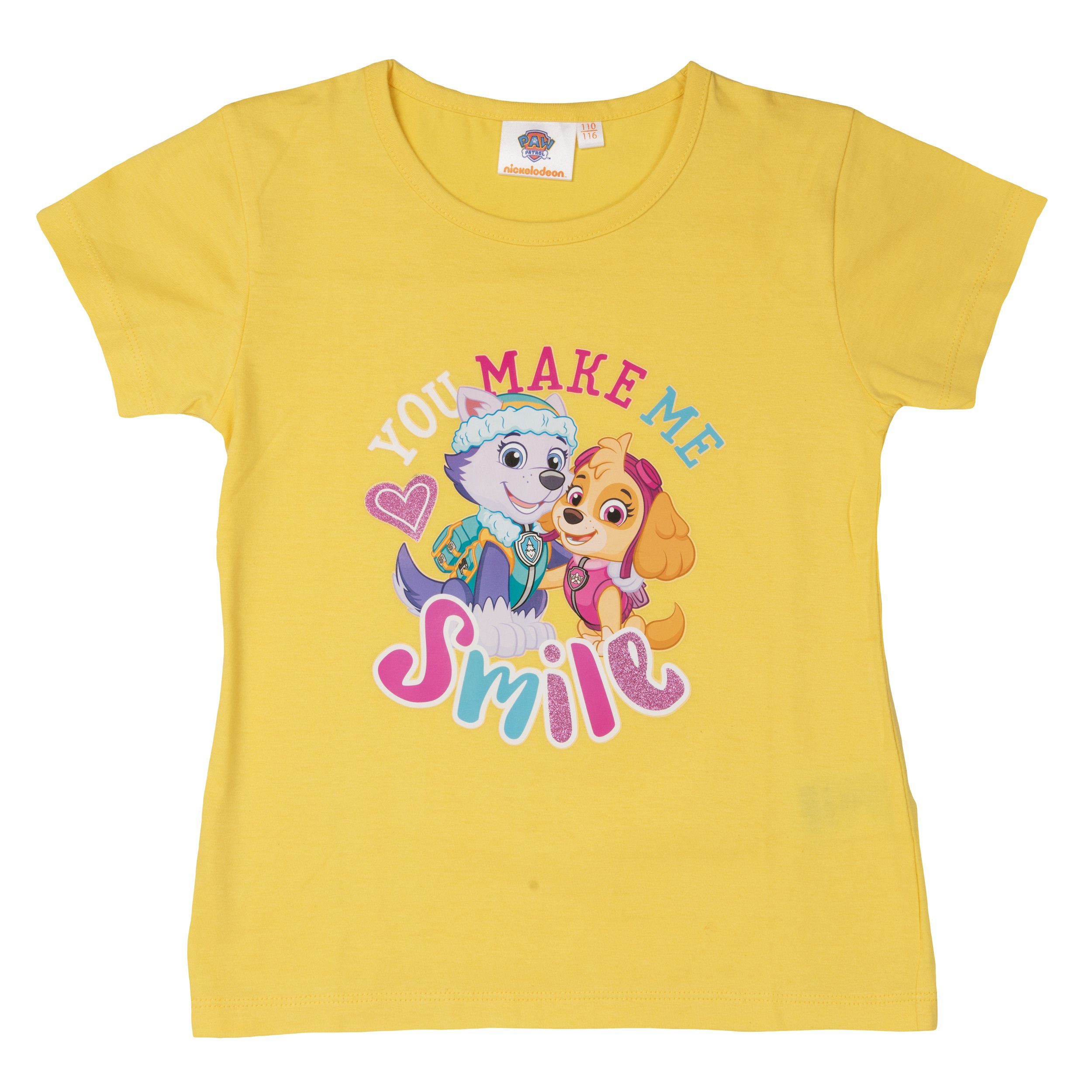 United Labels® T-Shirt Paw Patrol mit T-Shirt me smile Glitter make You - für Gelb Mädchen