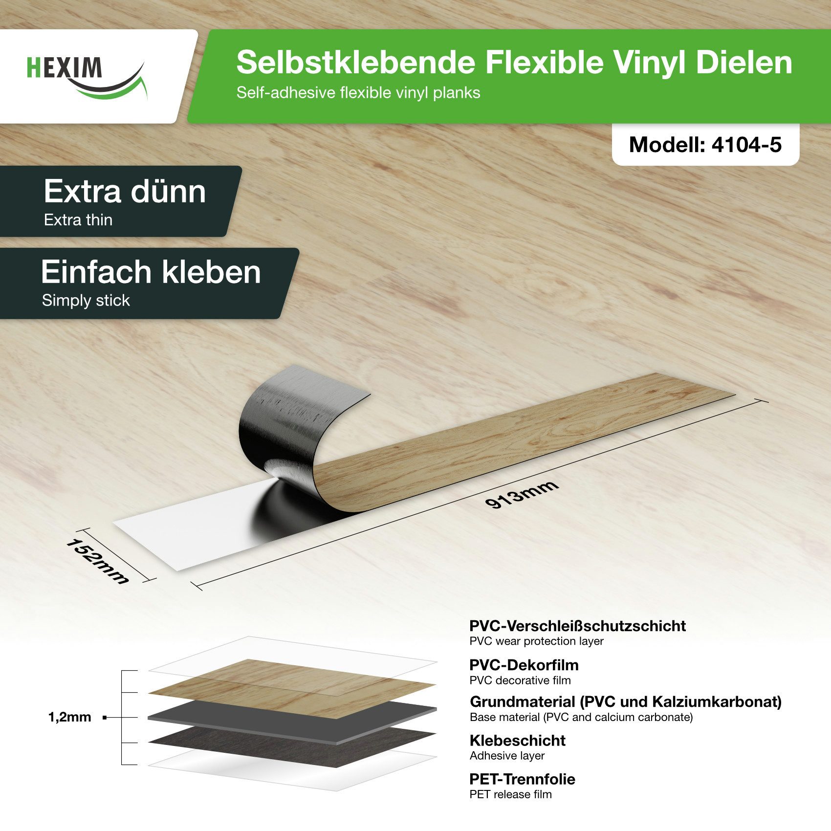 Hexim Vinylboden, Vinyldielen 0,97m² selbstklebend PVC Wandverkleidung Bode günstig online kaufen