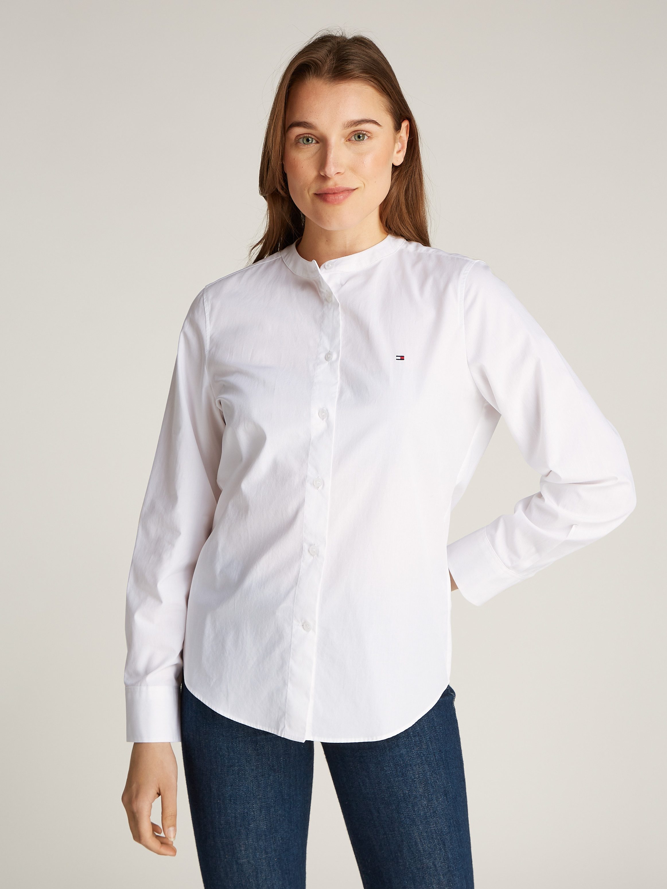 Tommy Hilfiger Shirtbluse COLLARLESS POPLIN REGULAR günstig online kaufen
