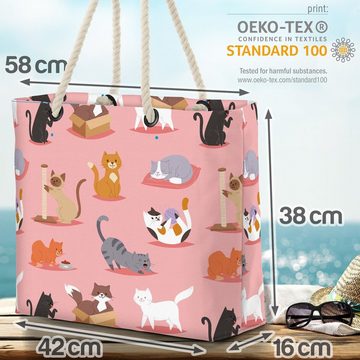 VOID Strandtasche (1-tlg), Katzen Kätzchen Beach Bag Haus-Tier Haus-Tiger Katzen-Rasse Spielzeug Futter