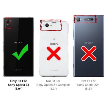 CoolGadget Handyhülle Retro Klapphülle für Sony Xperia Z1 5 Zoll, Schutzhülle Wallet Case Kartenfach Hülle für Sony Xperia Z1