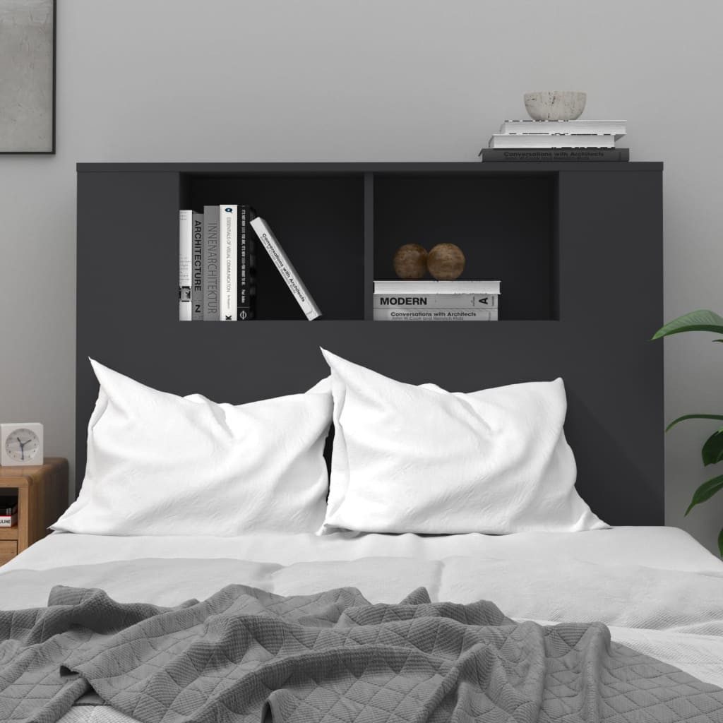 vidaXL Kopfteil, Bett Kopfteil mit Ablagen Schwarz 100x18,5x104,5 cm