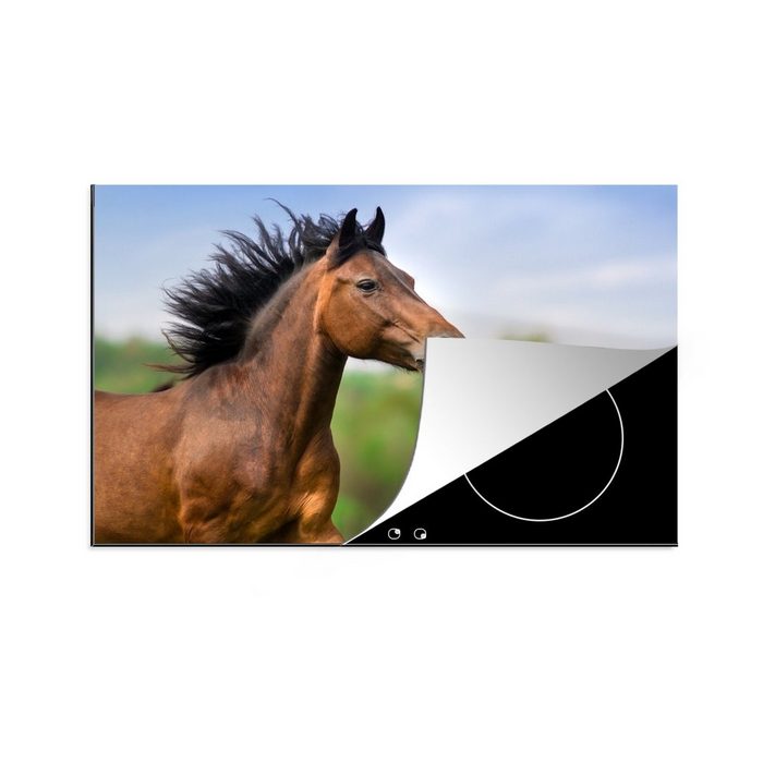 MuchoWow Herdblende-/Abdeckplatte Pferd - Tier - Mähne - Braun Vinyl (1 tlg) induktionskochfeld Schutz für die küche Ceranfeldabdeckung