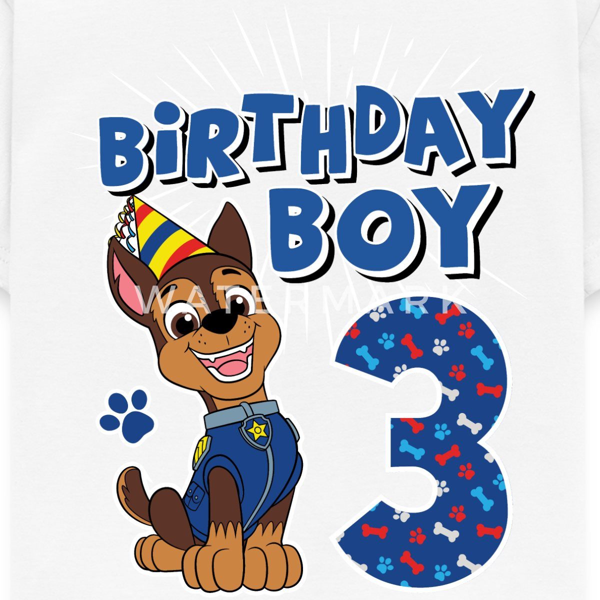 T-Shirt Paw Patrol Chase 3 Jahre Alt 3. Geburtstag Kinder T-Shirt