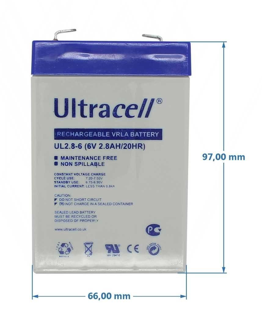 Ultracell Blei 2,8Ah Akku 6V Gel Akku Ultracell UL2.8-6 AGM Bleiakku