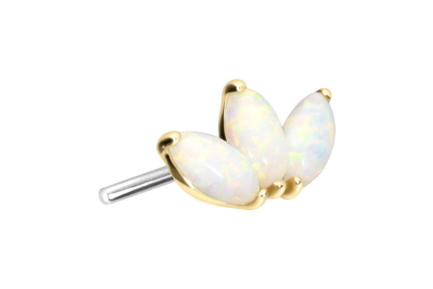Piercing-Set 14 Karat Gold Aufsatz mit Titan Push Pin LOTUSBLÜTE + SYNTHETISCHE