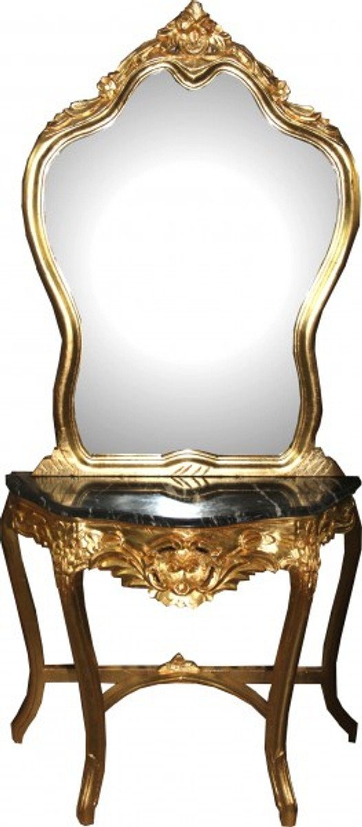 Look - mit Spiegelkonsole Antik Padrino Casa Barock Mod2 Gold Marmorplatte Barockspiegel