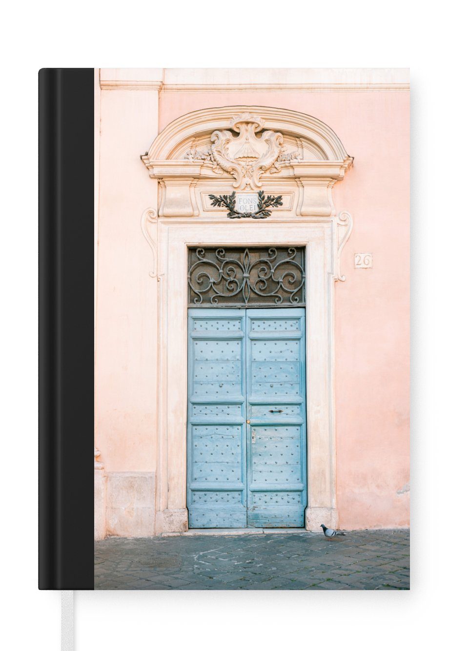 MuchoWow Notizbuch Tür - Rom - Blau - Architektur, Journal, Merkzettel, Tagebuch, Notizheft, A5, 98 Seiten, Haushaltsbuch | Notizbücher