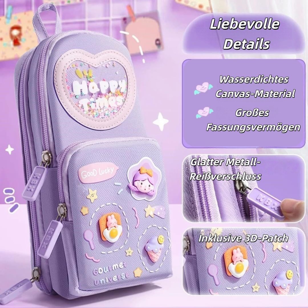 Zaewry Federmäppchen 3 Fächer Große Kapazität Kawaii Mäppchen Federtasche, Stiftetasche Pencil Case Bleistifttasche für Schule Und Büro – Bild 4 von 5
