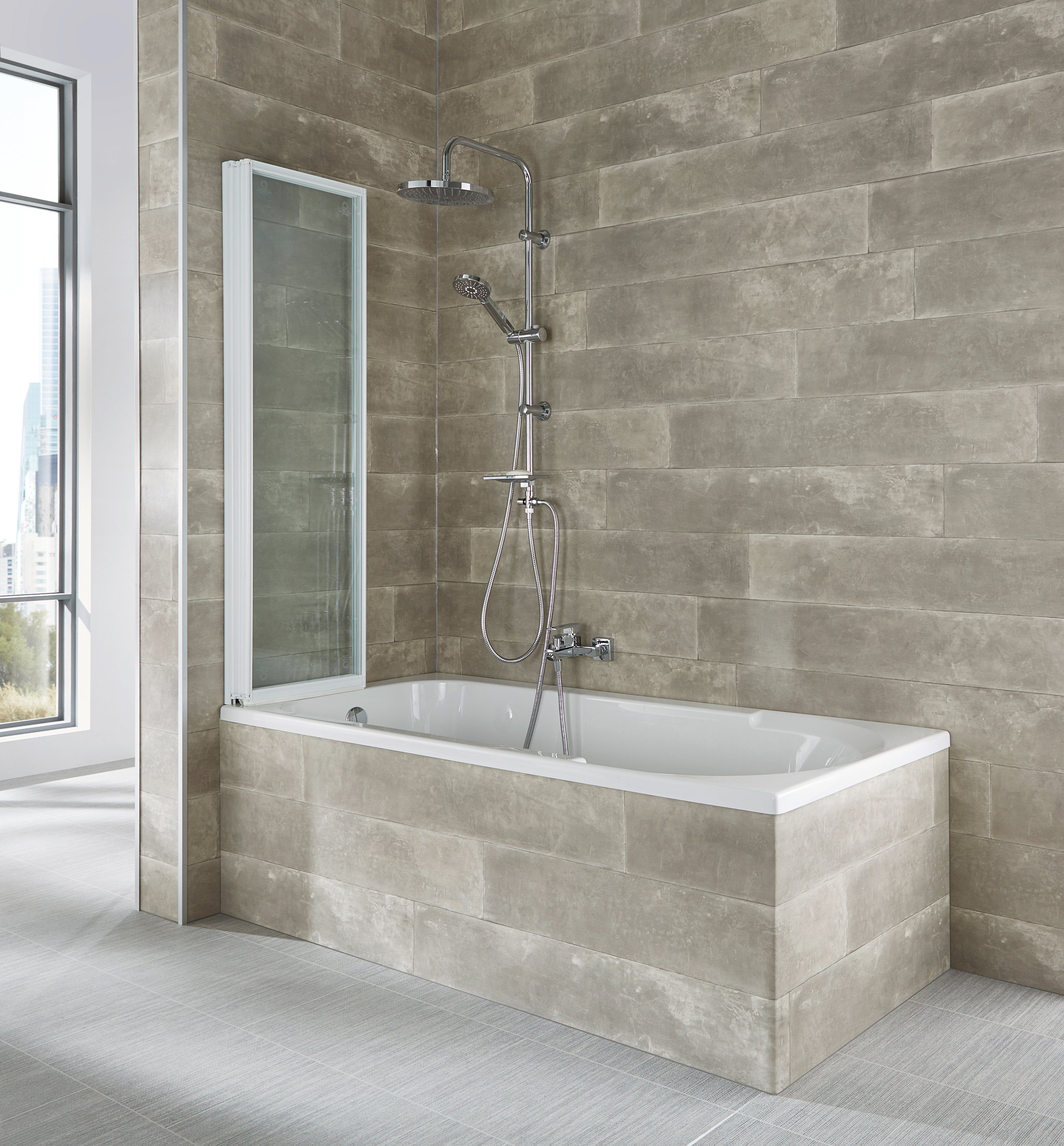 welltime Badewannenaufsatz Nassau, Einscheibensicherheitsglas, (3 tlg), Badewannenfaltwand, Spritzschutzwand für Badewanne, Glaswand – Bild 3 von 5