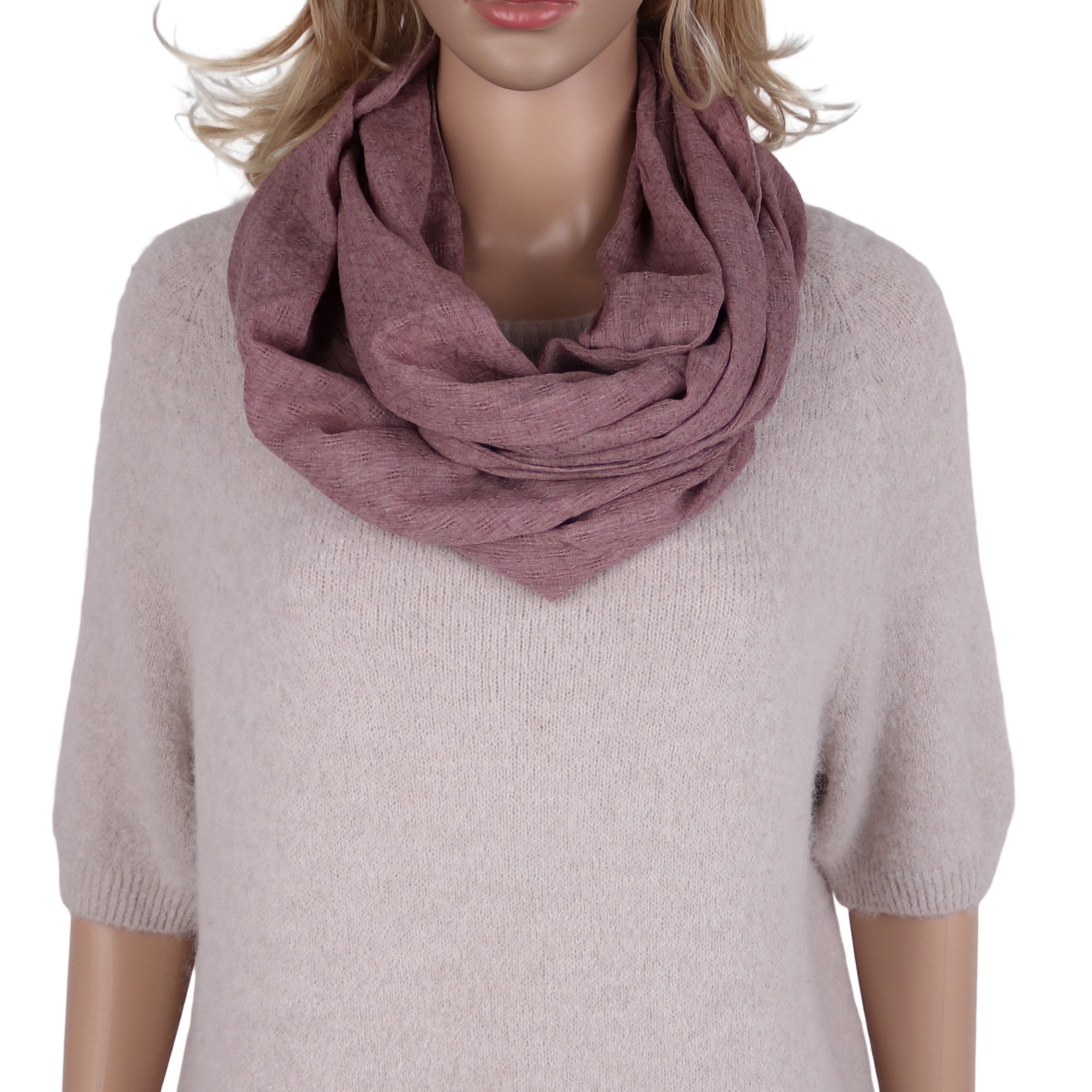 MIRROSI Loop Damen Schal Unifarbe mit Lochmuster Weich aus 100% Baumwolle, (ca. 160x44cm Zweimal um den Hals wickelbar), Schlauchschal