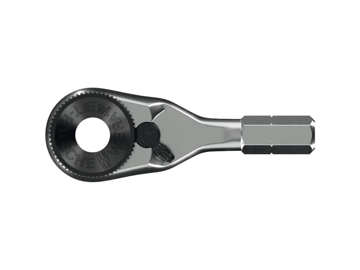 Wera Ratsche 8011 Zyklop Mini 4 Bit-Ratsche, 1/4" x 50 mm, 6° Rückholwinkel, für Aufnahme von Bits mit 1/4" Außensechskantantrieb