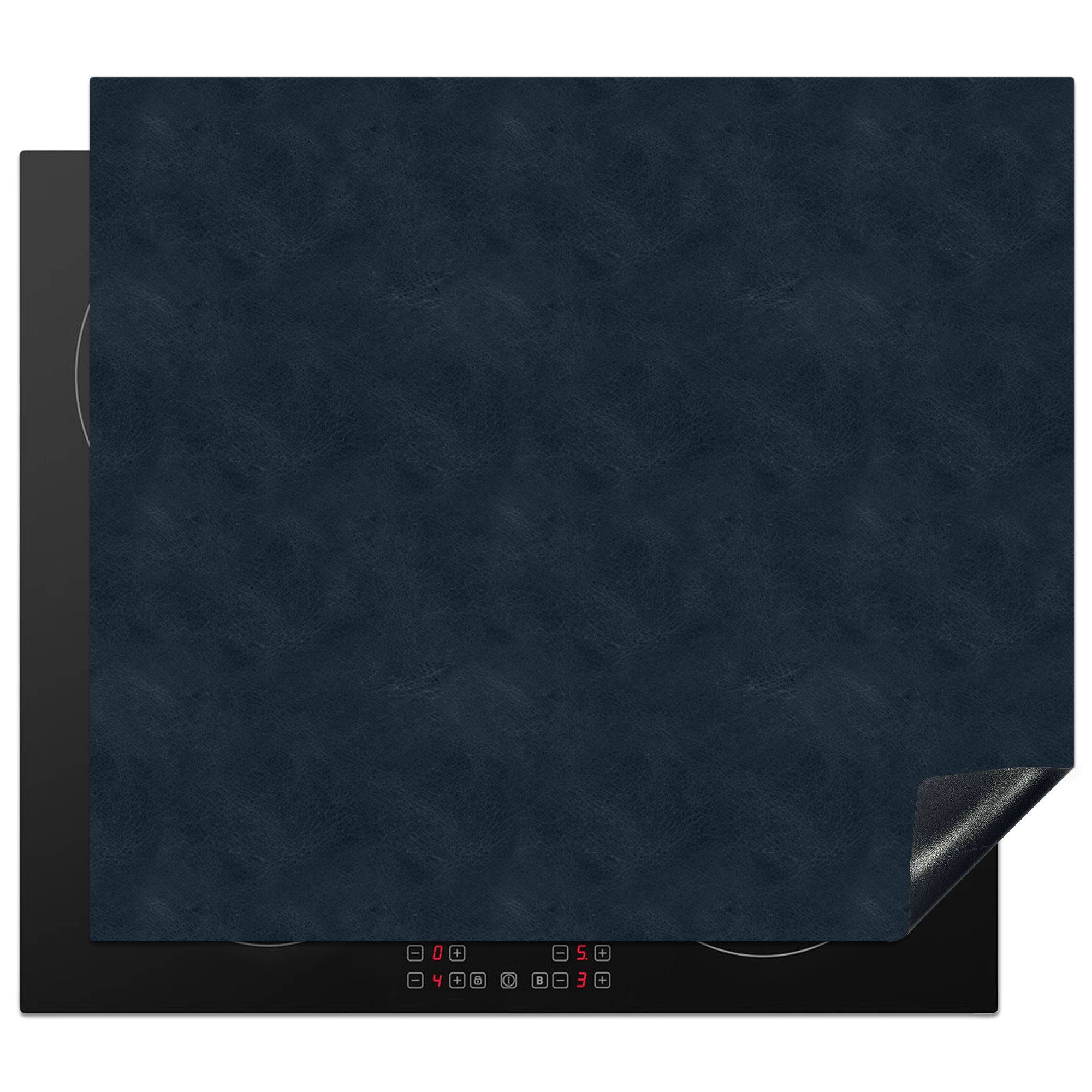 MuchoWow Herdblende-/Abdeckplatte Leder - Blau - Tierhaut, Vinyl, (1 tlg), 57x51 cm, Induktionsschutz, Induktionskochfeld, Ceranfeldabdeckung