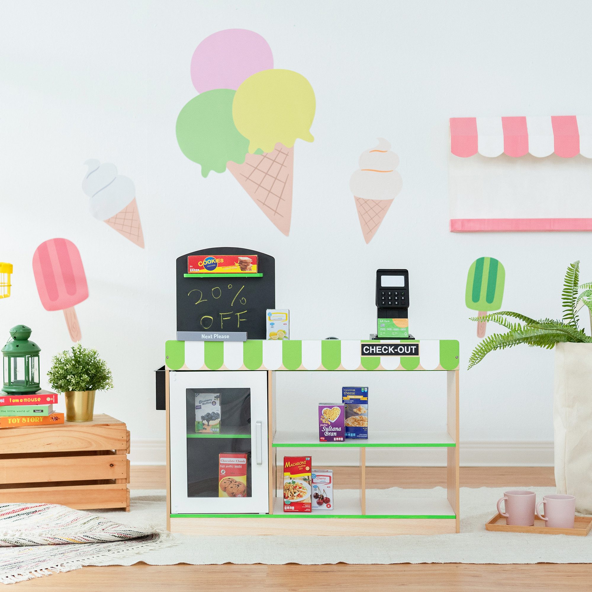 TEAMSON™ KIDS    Kaufladen Holz-Spielkasse mit Förderband, Licht & Sound