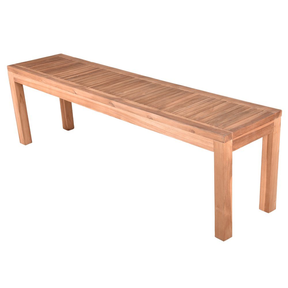 Lomadox Gartenbank GAZA-120, Bank aus Teakholz massiv, 3-Sitzer, ca. 150x45x35 cm