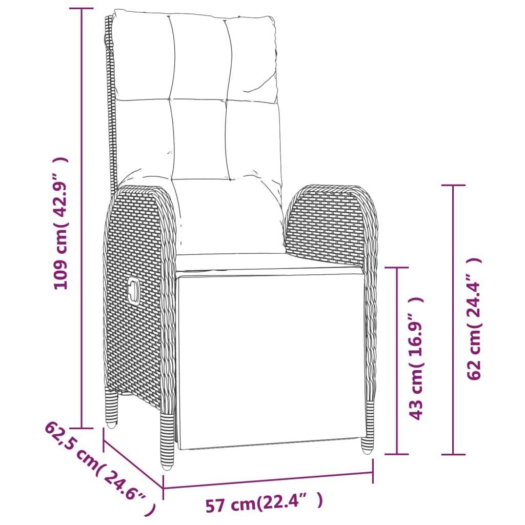Grau Stk. Poly Garten-Relaxstühle (3 Grau 2 vidaXL Rattan St) mit Gartenstuhl | Tisch Grau