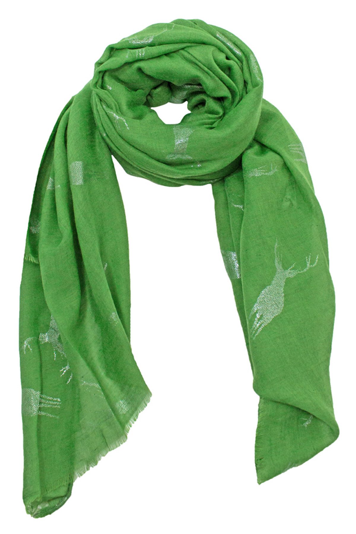 Trachtenland Schal Halstuch Trachten mit Glitter Hirschmotiv 185 x 70 cm