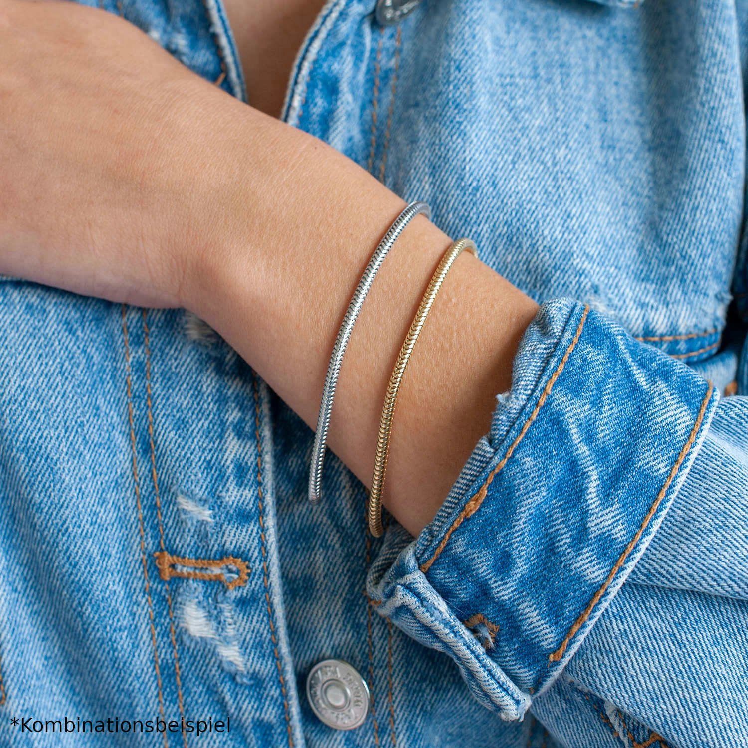 Materia Armband Damen Schlangenkette Gold 3mm SA-143, Sterlingsilber, vergo günstig online kaufen