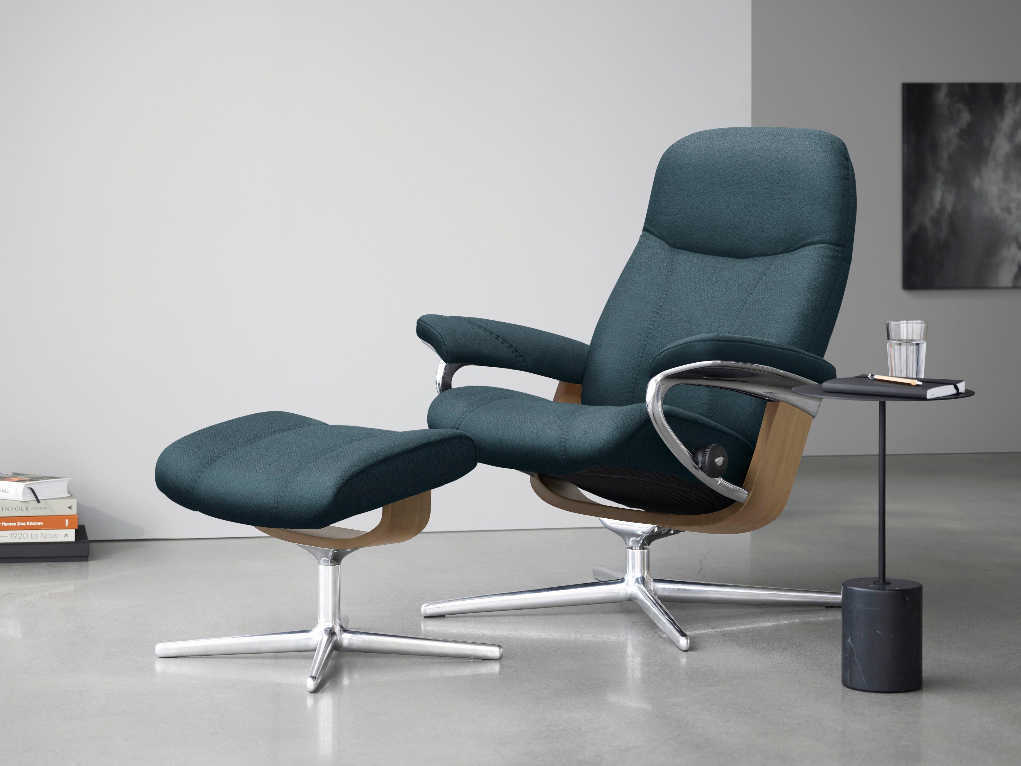 M mit mit & L, Consul (Set, Größe Relaxsessel Hocker), Base, mit Cross S, Holzakzent Eiche Stressless® Relaxsessel Hocker,