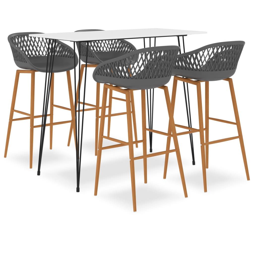 vidaXL Essgruppe 5-tlg. Bar-Set Weiß und Grau, (4-tlg)