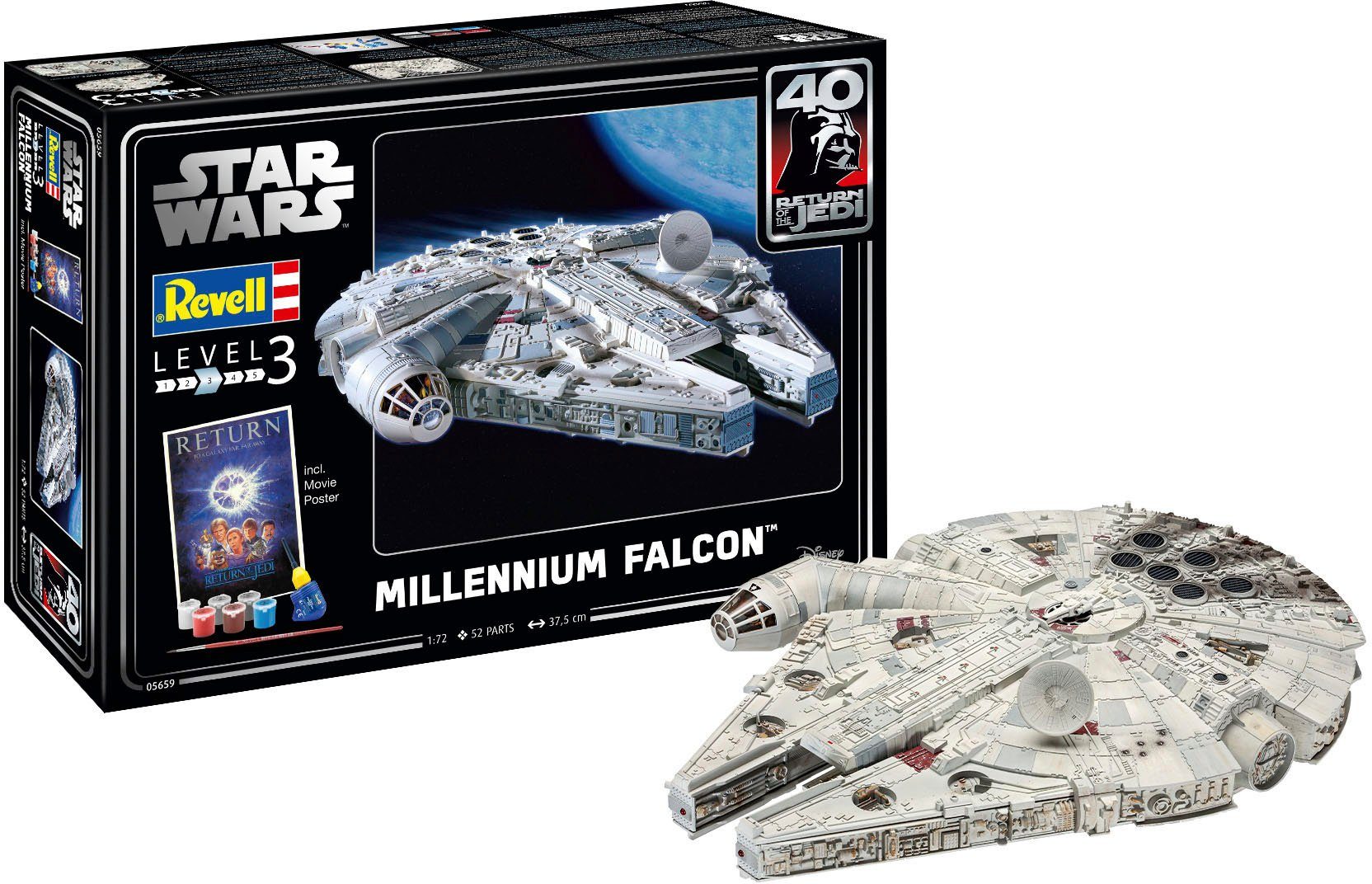 Revell® Modellbausatz 40 Jahre Rückkehr der Jedi Ritter, Millenium Falcon, Maßstab 1:72, Made in Europe