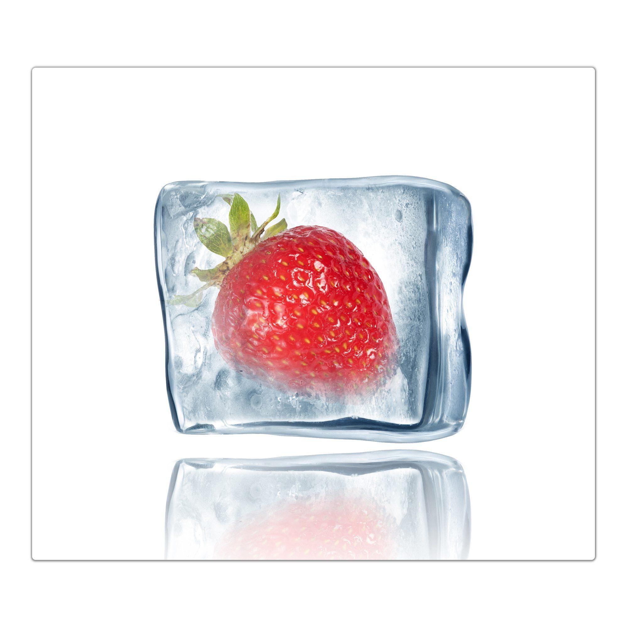 Herd-Abdeckplatte Glas, Spritzschutz aus tlg) Primedeco (1 Glas Herdabdeckplatte Erdbeereneiswürfel,