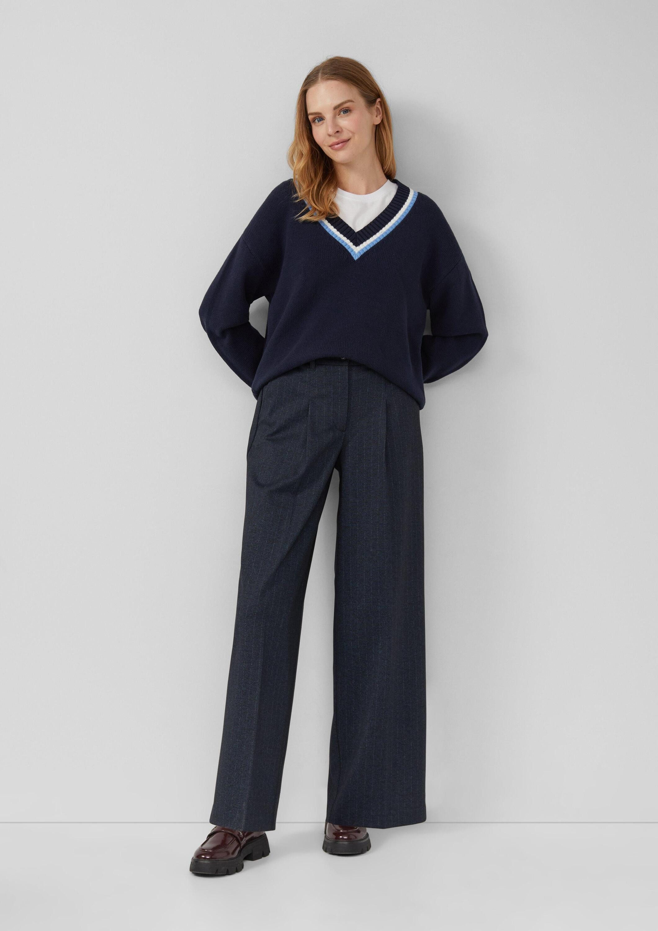 s.Oliver Chinos Hose Hose aus Interlockjersey mit Wide Leg und Nadelstreife günstig online kaufen