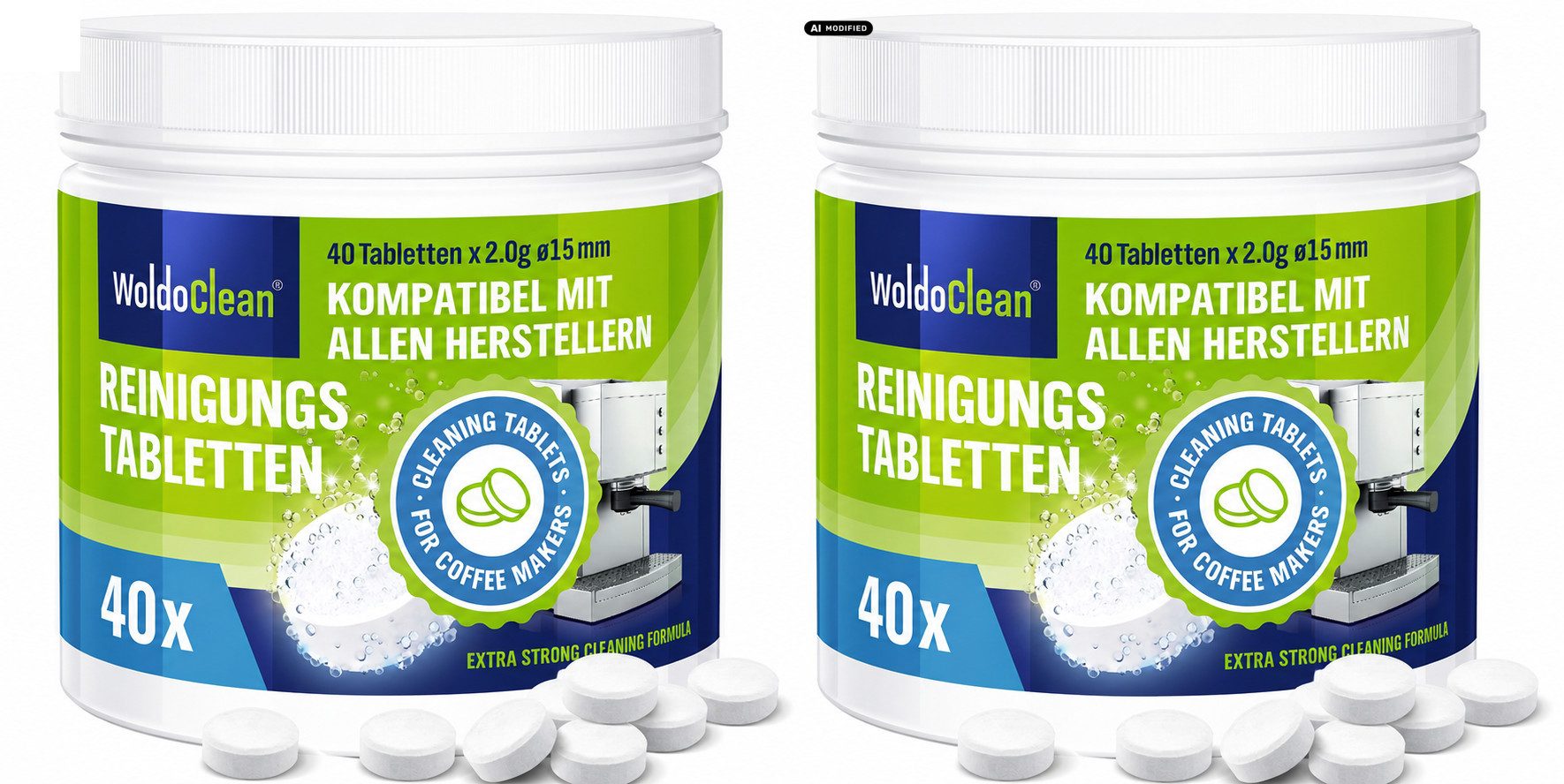 WoldoClean WoldoClean Reinigungstabletten Kaffeemaschine 2er Set Reinigungstabletten (40-St. Vorteilspack mit Vorrat für mehrere Reinigungszyklen)