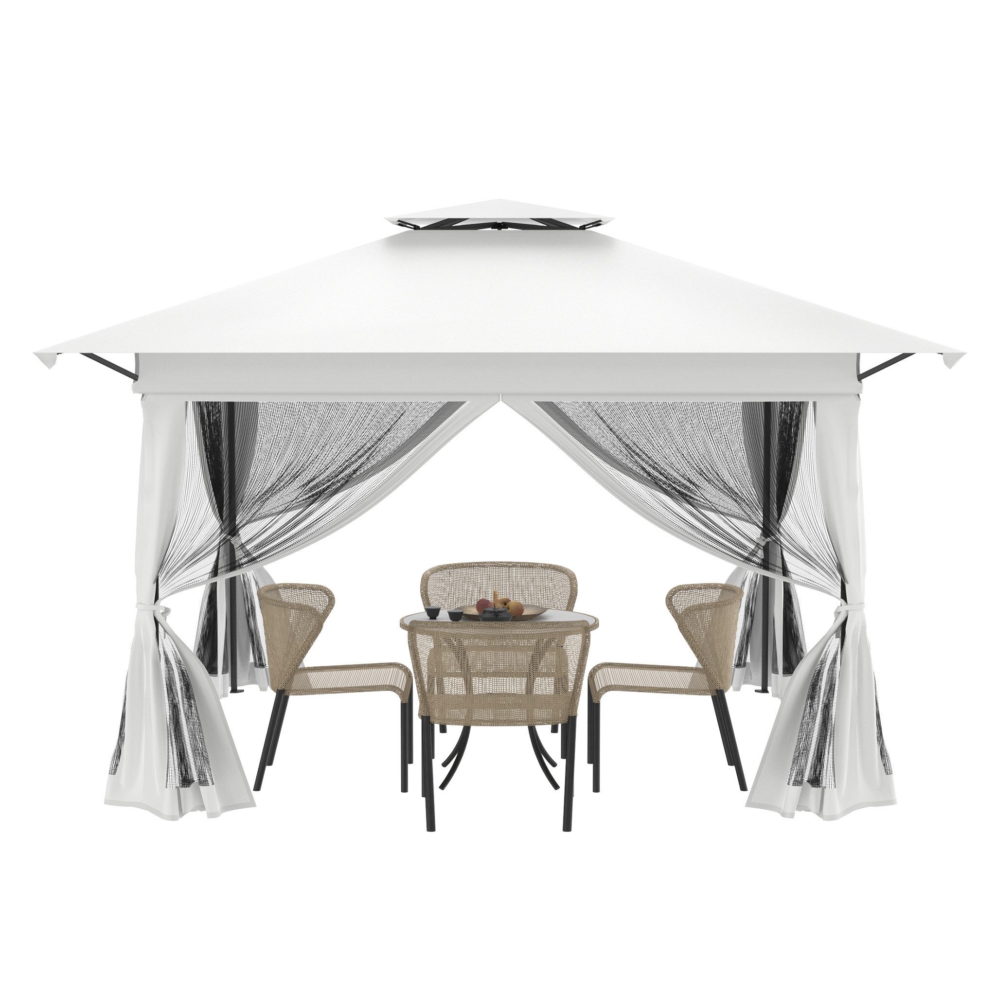 FIVMEN Partyzelt Gartenpavillon Pop Up Pavillon 3.6x3.6m, 3-Stufen Höhenverstellbar