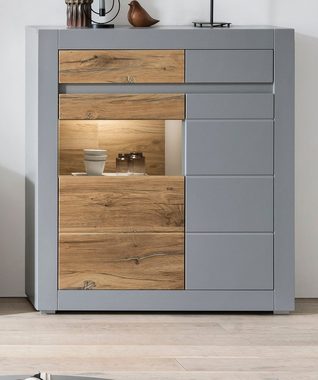 Furn.Design Highboard Tamaris (Kommode in grau mit Eiche, 100 x 113 cm), 2 Türen und Schublade, Soft-Close