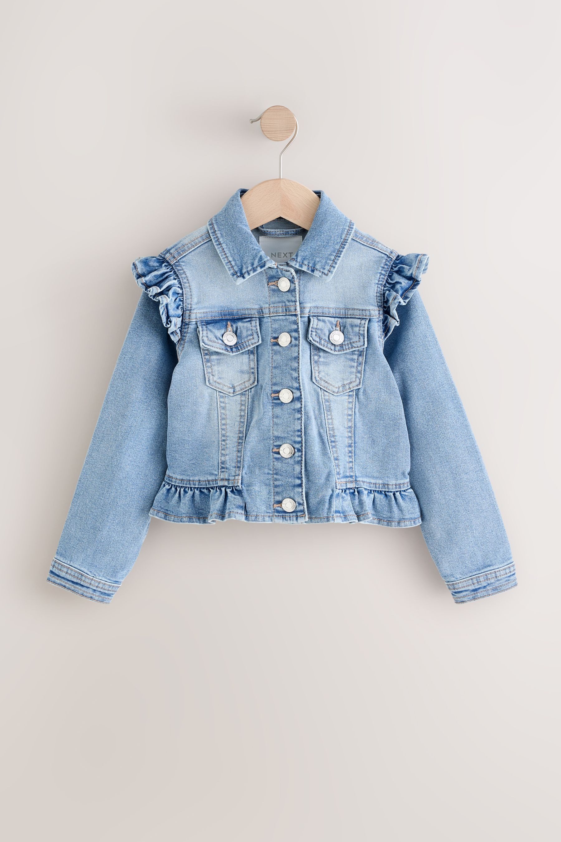 Jeansjacke Jeansjacke mit Schulterrüschen