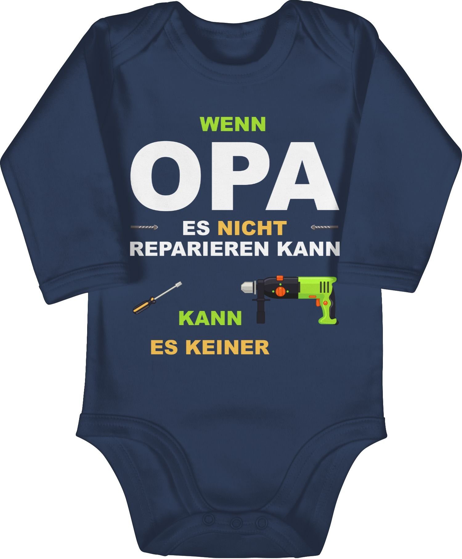 Baby Shirtbody nicht Mädchen Strampler & Wenn Shirtracer Junge Blau es keiner Navy 1 kann kann es reparieren Opa