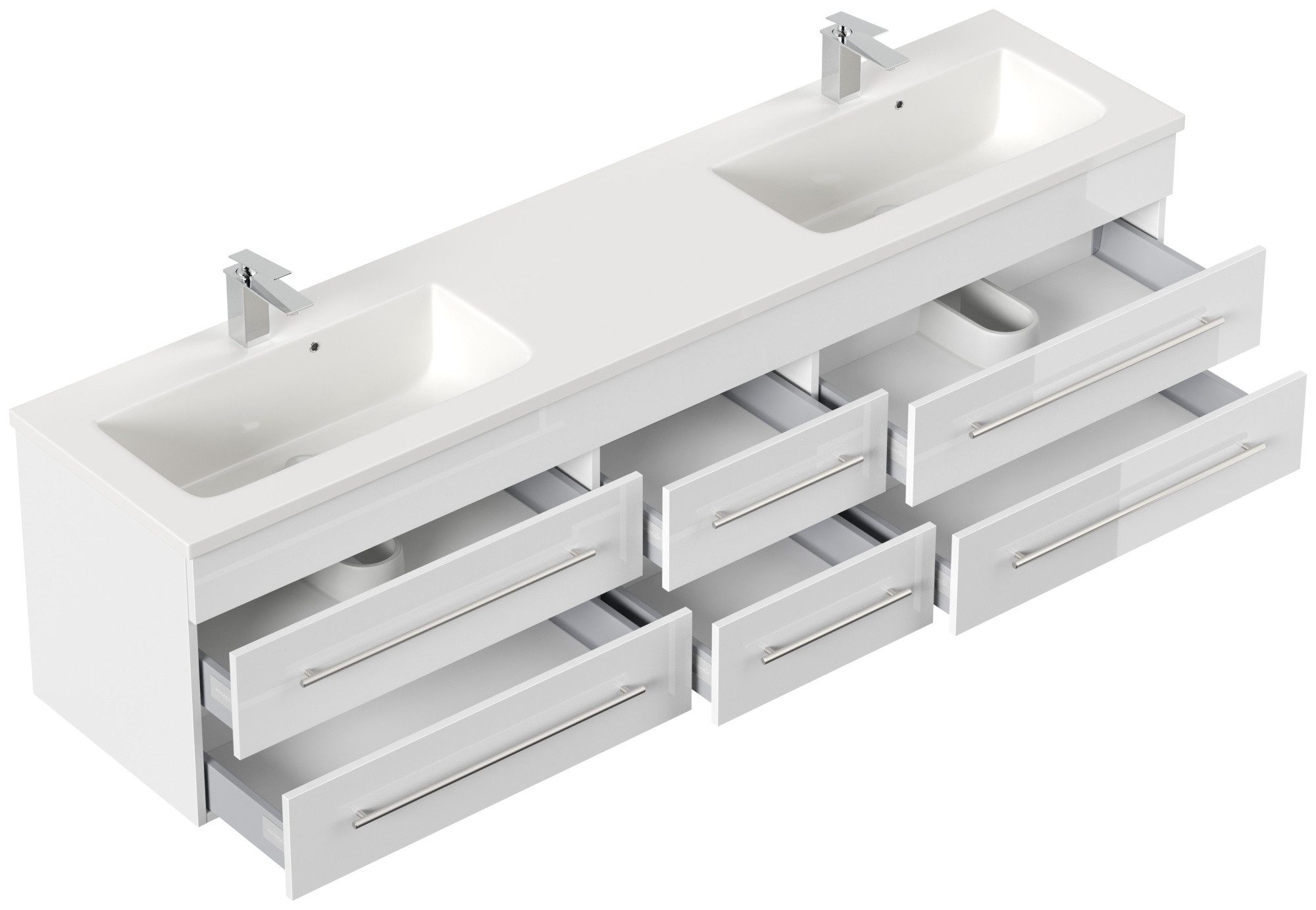 Magnolia Home Waschtisch Badmöbelset Colossos200 2-teilig LED Spiegel weiss hochglanz