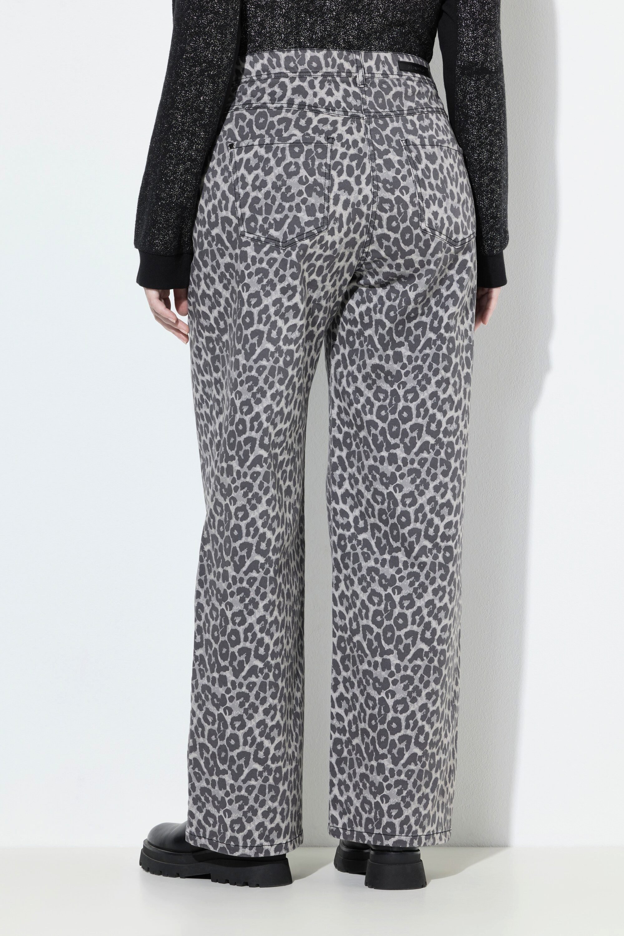 Ulla Popken Regular-fit-Jeans Jeans Mary Leomuster Fransensaum Stretchtwill