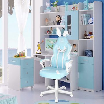 JOYFLY Gaming Chair (Gamer-Stuhl: Ergonomischer Gaming-Stuhl mit Lendenwirbelstütze), Gaming Stuhl Kawaii Computerstuhl mit Lendenwirbelstütze Hello-Kitty