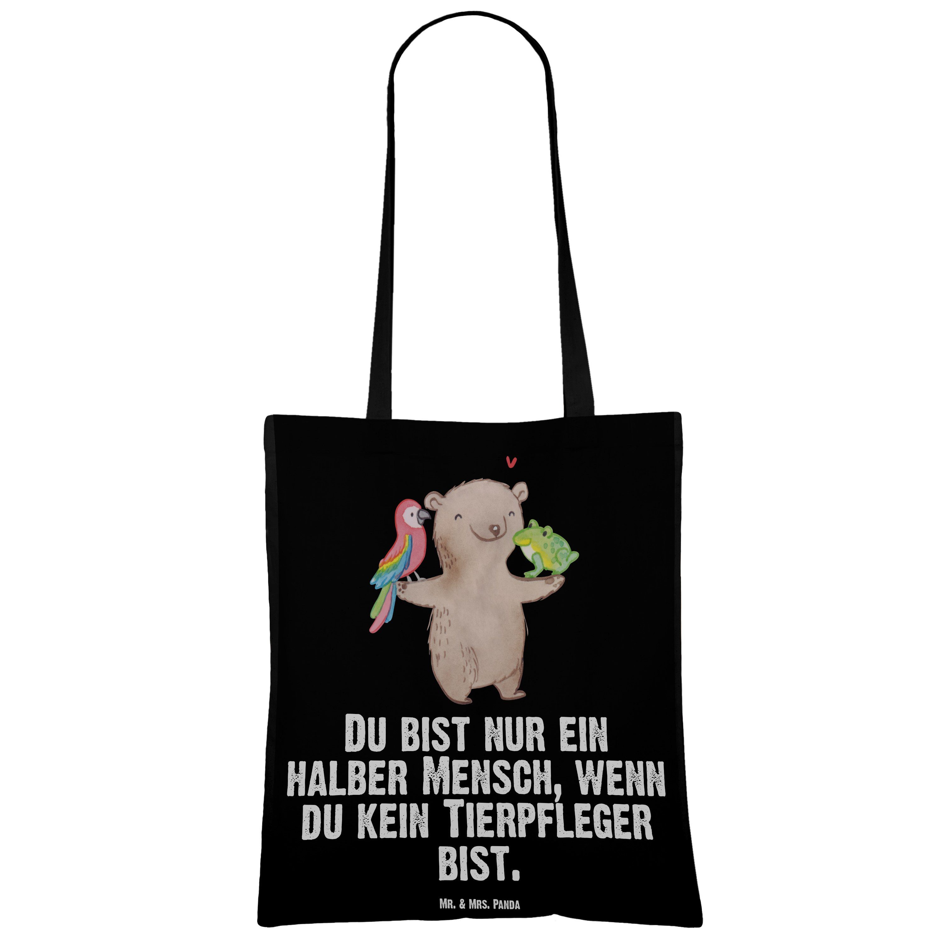 Herz Mrs. Geschenk, Panda Tierpfleger & mit - (1-tlg) Schwarz Eink - Mr. Schenken, Jutebeutel, Tragetasche