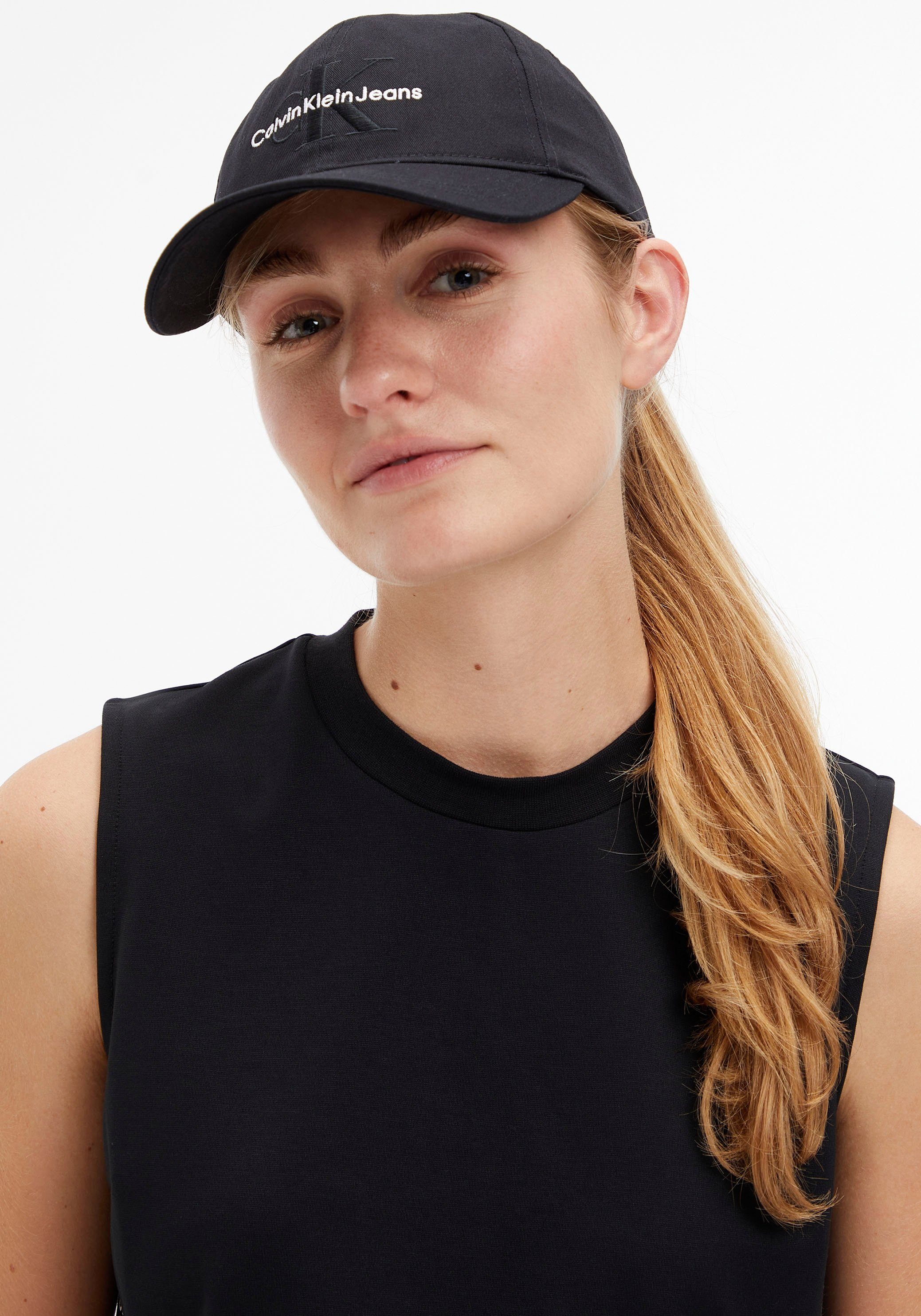 Jeans schwarz Flex Calvin Cap Logostickereien mit Klein