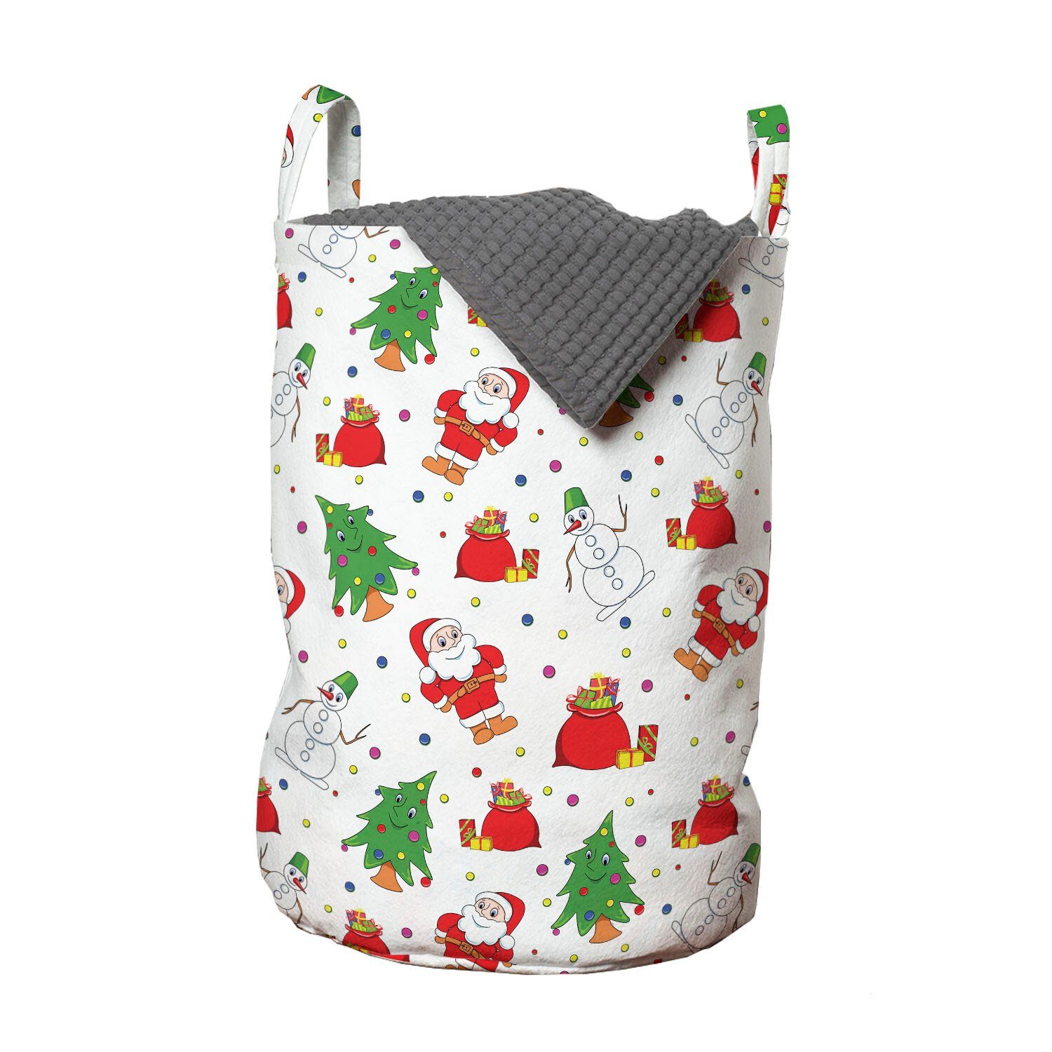 Abakuhaus Wäschesäckchen Wäschekorb mit Griffen Kordelzugverschluss für Waschsalons, Weihnachten Weihnachtsbaum Weihnachtsmann