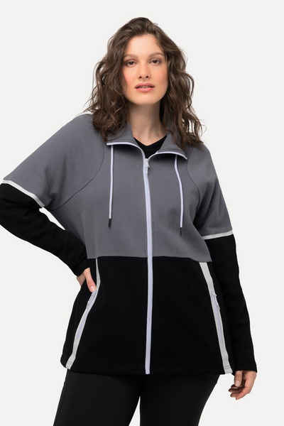 Ulla Popken Sweatjacke Sweatjacke zweifarbig Stehkragen