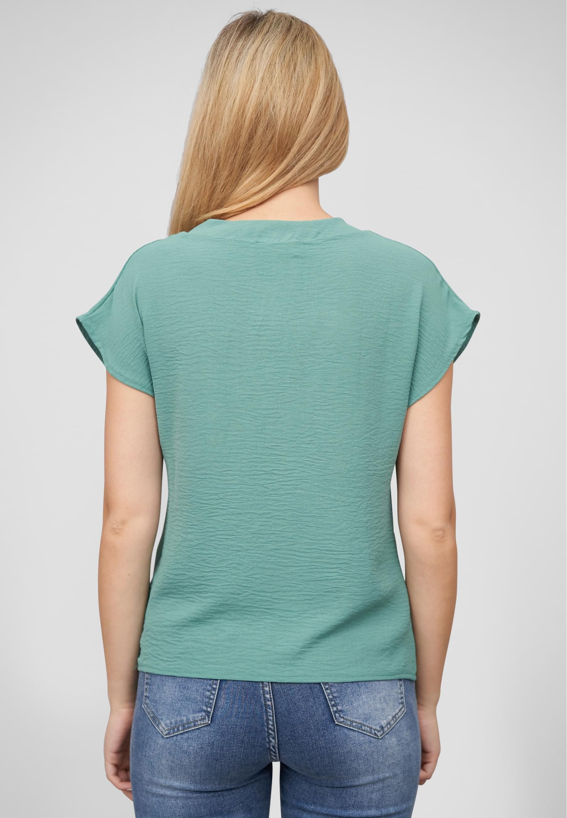 CLOUD 5IVE Klassische Bluse CLOUD 5IVE Musselin Bluse mit V-Ausschnitt