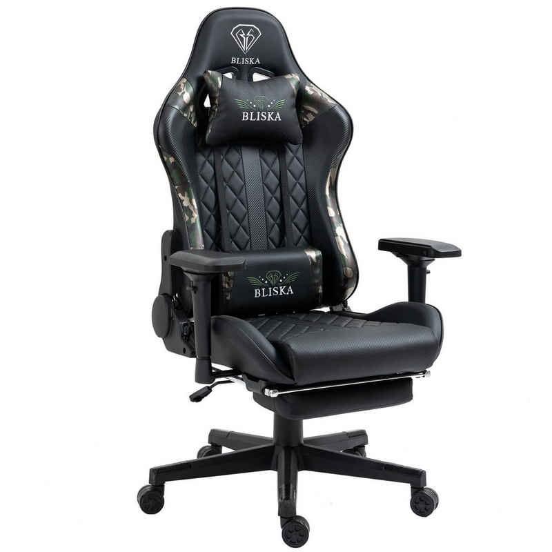 TRISENS Chefsessel Harold (1 Stück), Gaming Stuhl mit Fußstütze und 4D-Armlehnen Bürostuhl im Racing-Design