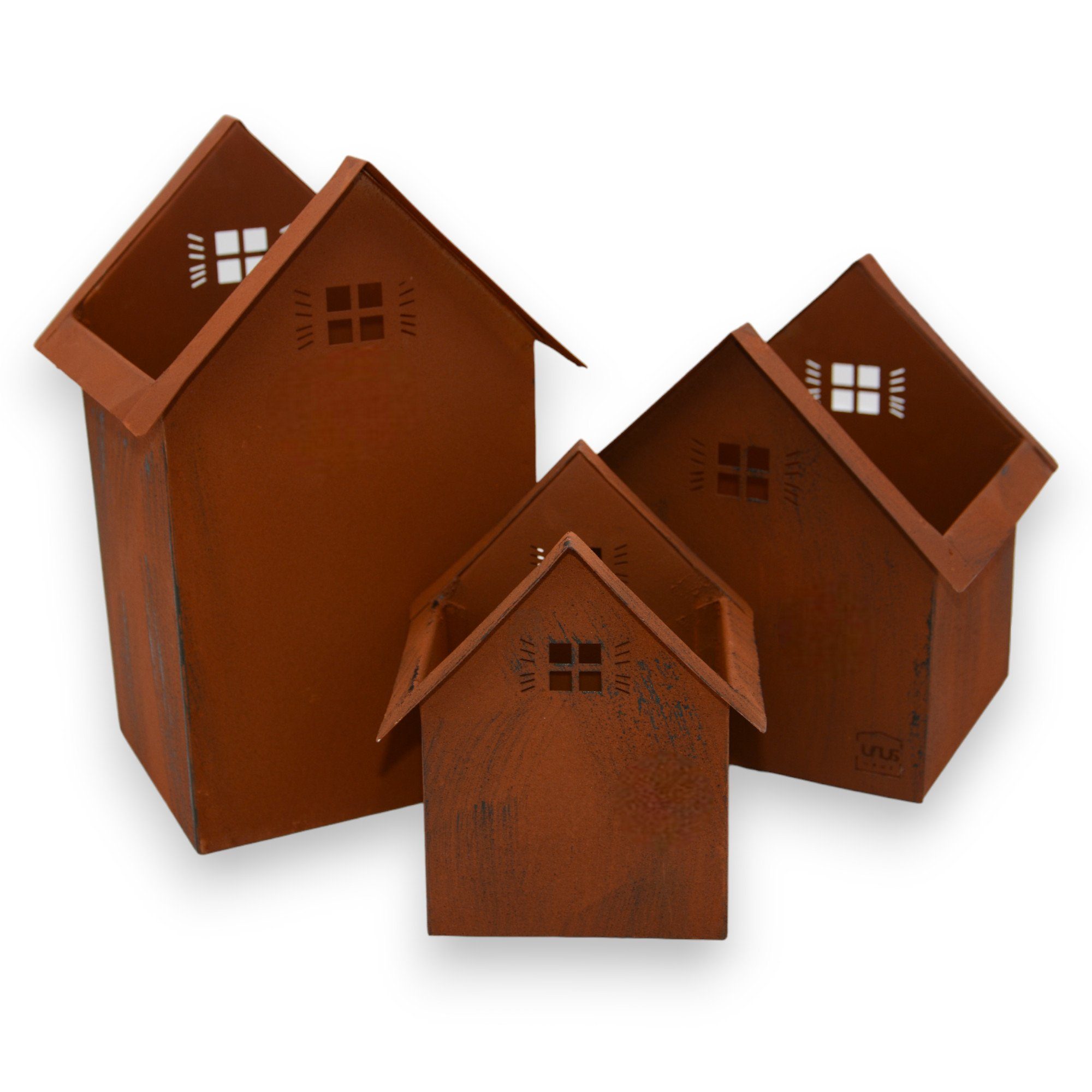 UNUS HOME Teelichthalter Deko Häuser Metall 3er Set (3 St., 3er Set verschiedene Größen)