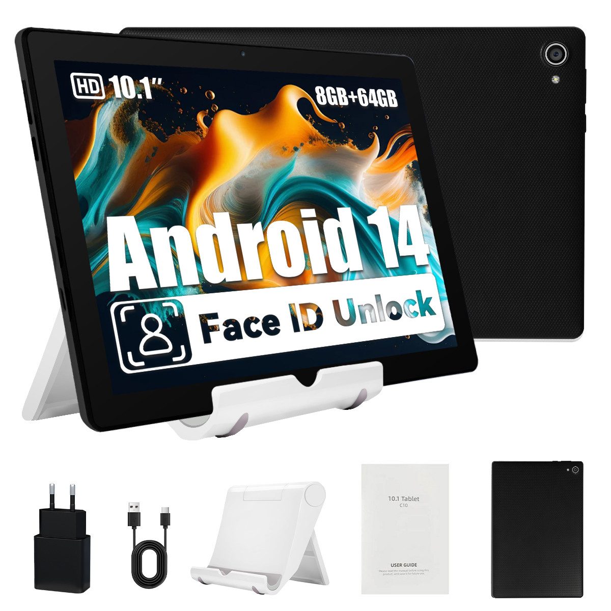 BUFO 10 Zoll Android, 3 GB RAM 64 GB Speicher, Dual-Kamera Tablet (10", 64 GB, Android, Dual-Kamera)