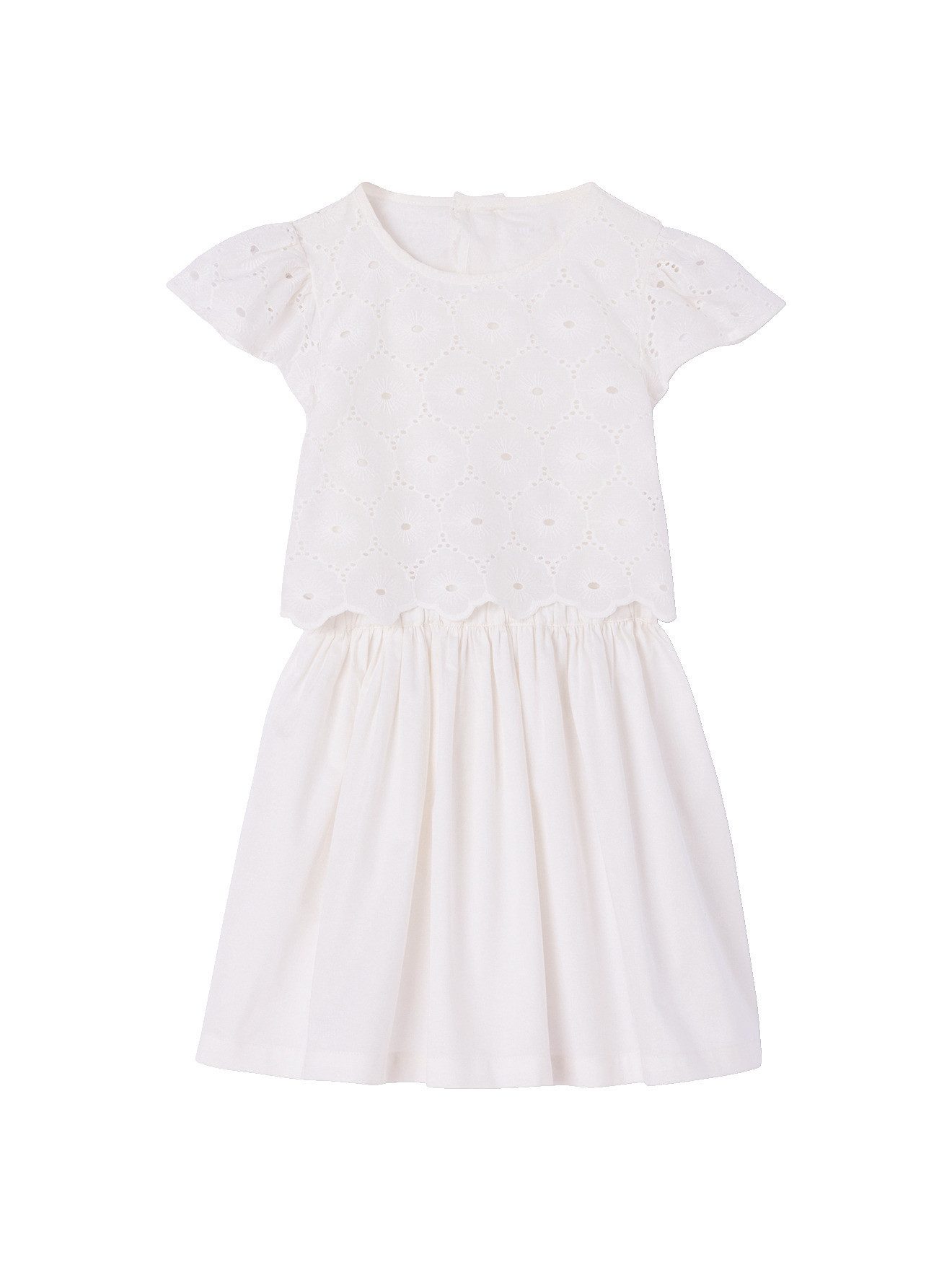 vertbaudet Minikleid Kurzärmeliges Festkleid für Mädchen 2-in-1-Look